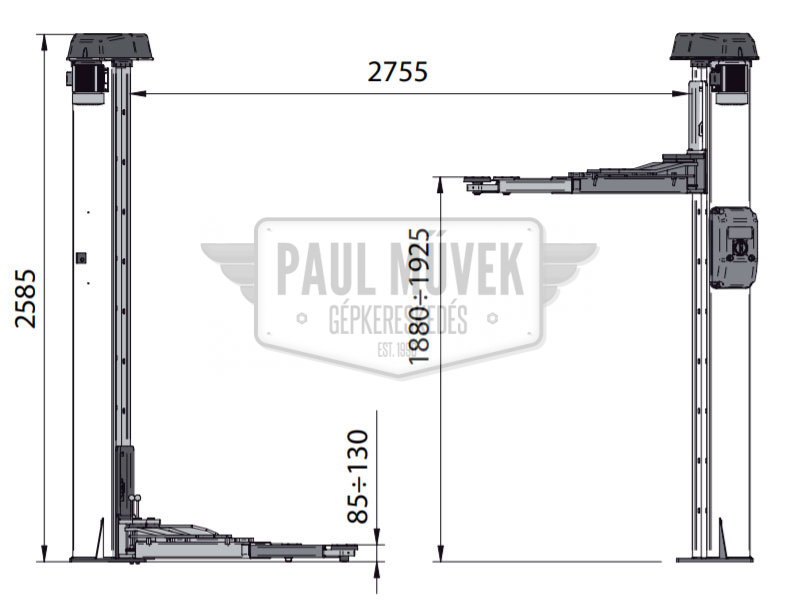 JEMA JA4000T-E 2-POSTS LIFTER – (4T, 1.92M) - Image 3