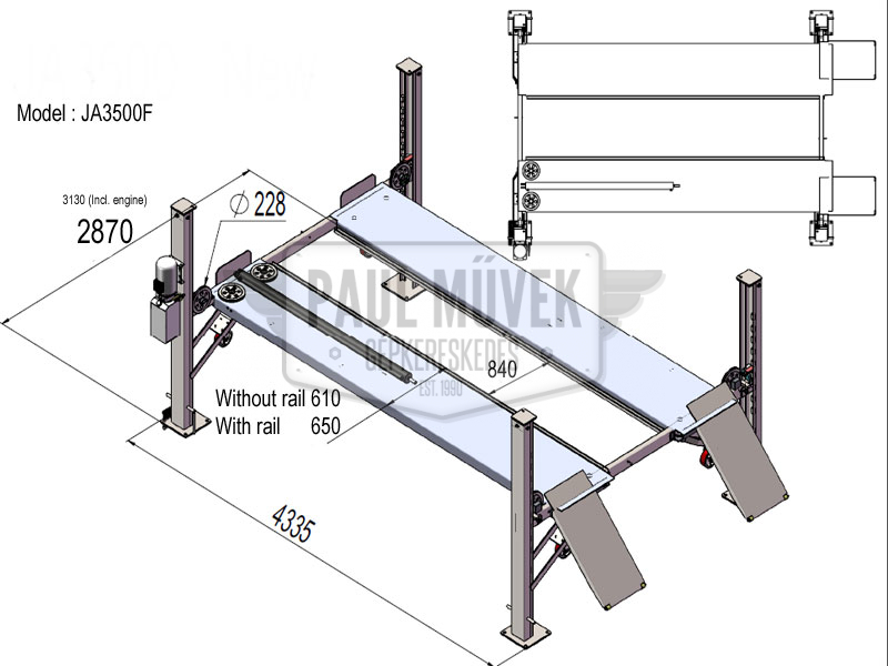 JEMA JA3500F FOUR-POST LOAD LIFT – 3.5T, 1.8M - Image 9