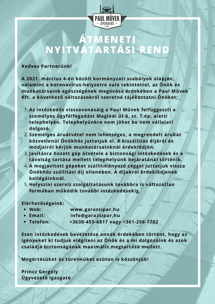 Átmeneti nyitvatartási rend
