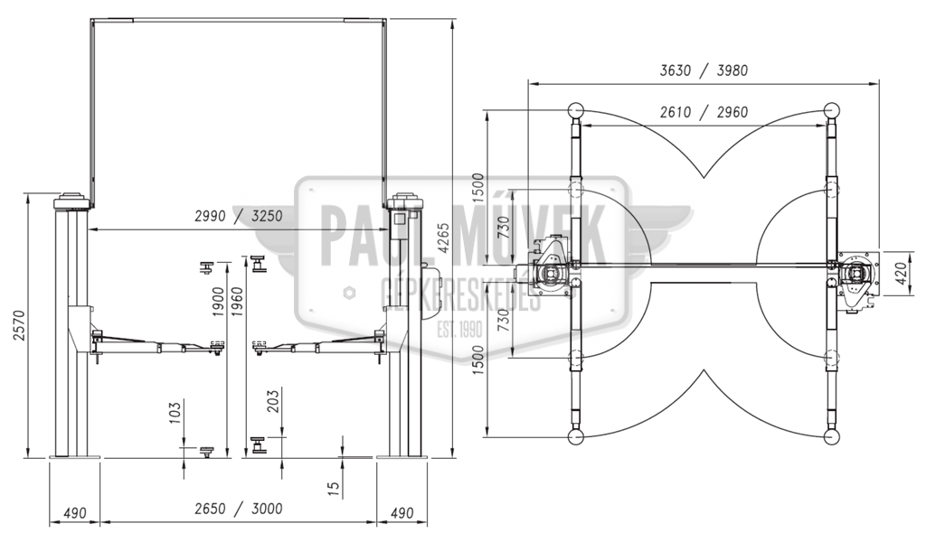 WERTHER S54S/4 2-POSTS LIFTER (4T) - Image 2